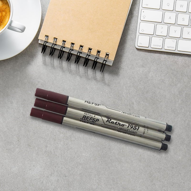 Retro51 Tornado Rollerball Refill Black 3-Pack - Premium German Ink, Smooth Writing, Compatible with Tornado Pens - Image 5